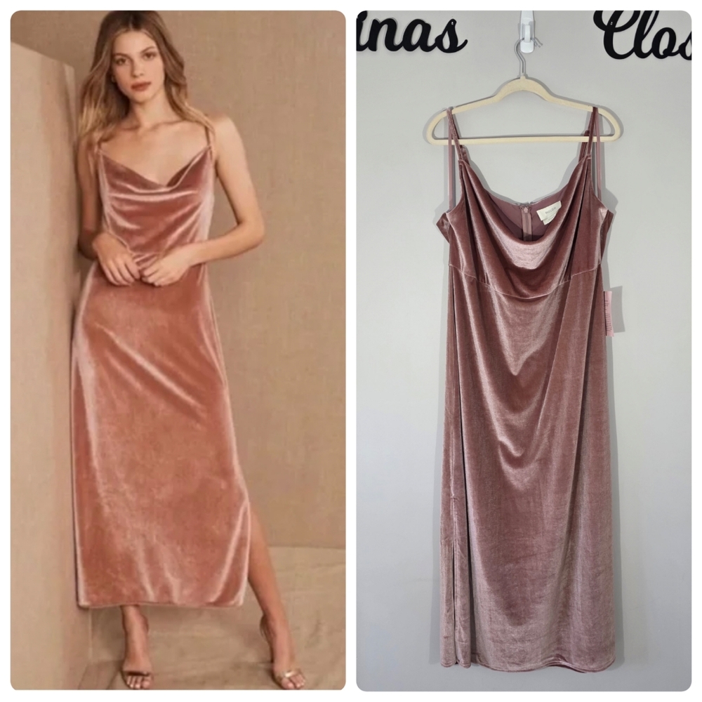 BHLDN Nasha Velvet Strappy Cowl Neckline‎ Slip Dress Size 22 NWT